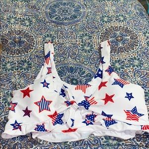 Red, White & Blue Stars Tie Bikini Top